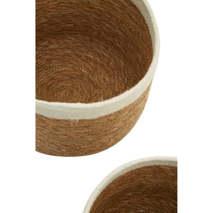 Set of 3 Natural and White Seagrass Baskets