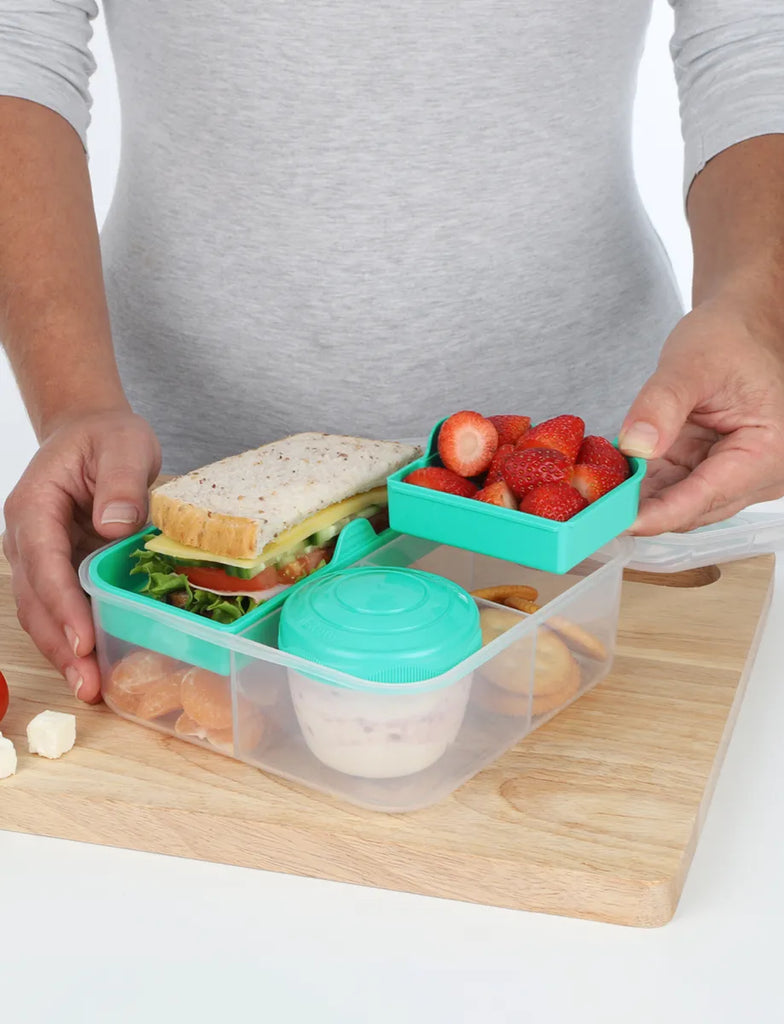 1.25L Bento Cube To Go with Yogurt Pot - Teal