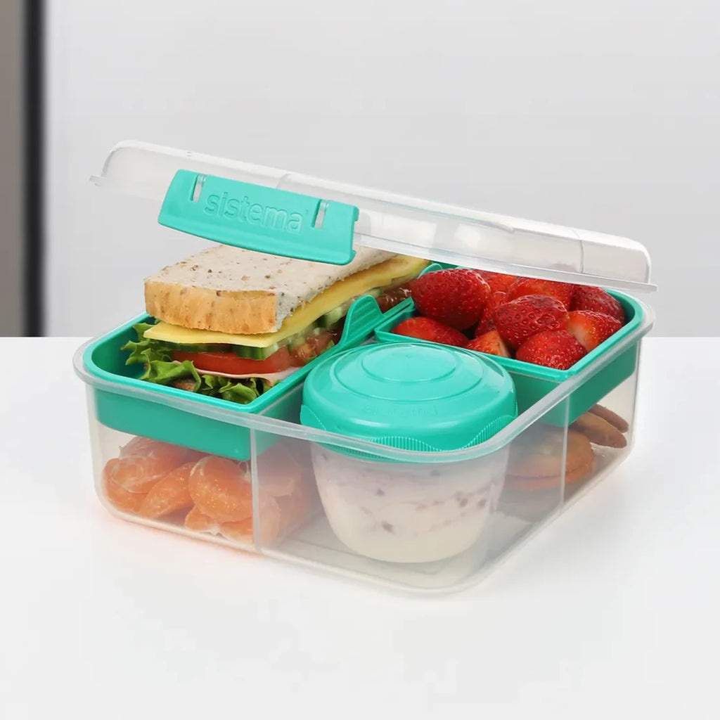 1.25L Bento Cube To Go with Yogurt Pot - Teal