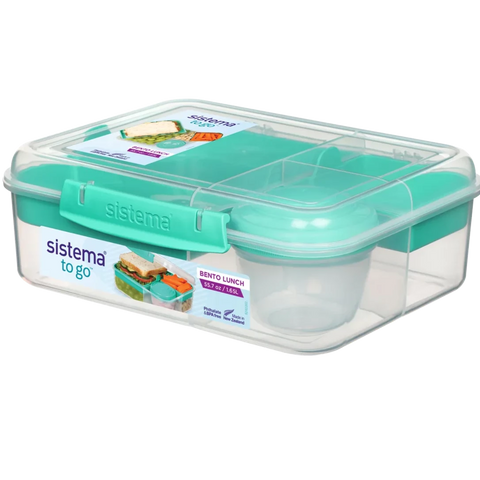 1.76L Bento Box To Go - with Yogurt Pot - Teal