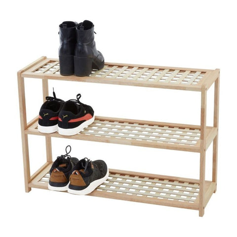 NATURAL WALNUT 3 TIER SHOE RACK