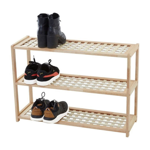 Bamboo Clothes Rack with Rail on Wheels & 2 shelves