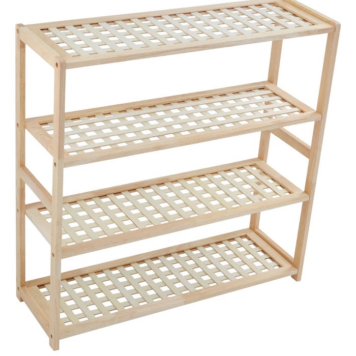 Natural Wood 4 Tier Shoe Rack