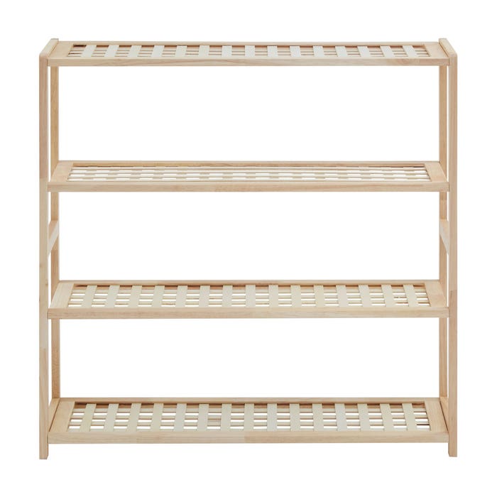 Natural Wood 4 Tier Shoe Rack
