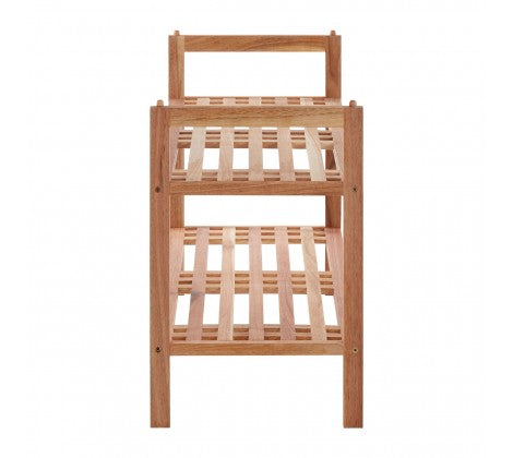 Shoe Rack- Walnut Wood - Two Tier- Stackable