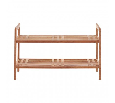 Shoe Rack- Walnut Wood - Two Tier- Stackable
