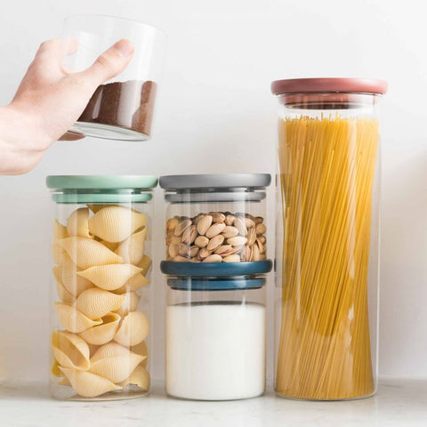 Square Stackable Canisters Mixed Size and Colour