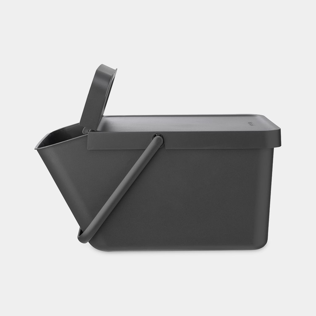 thumbnail image 2 of B2C Sorti Black Stackable Recycling Bins With Lids - 20L & 25L Set, Made In Poland 2 of 6