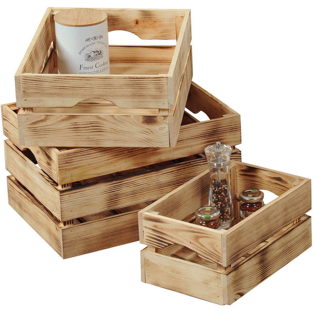 Pine Wood Storage Box - Flamed