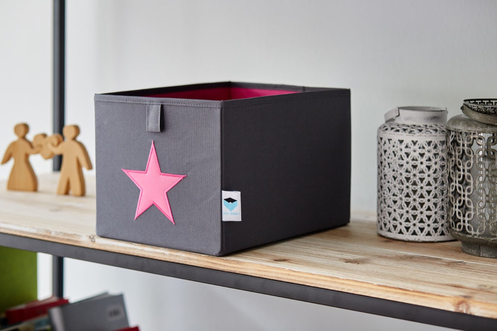 Small Store Box Grey Pink Star - The Organised Store