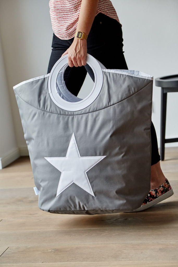 Laundry Bag Grey White Star - The Organised Store