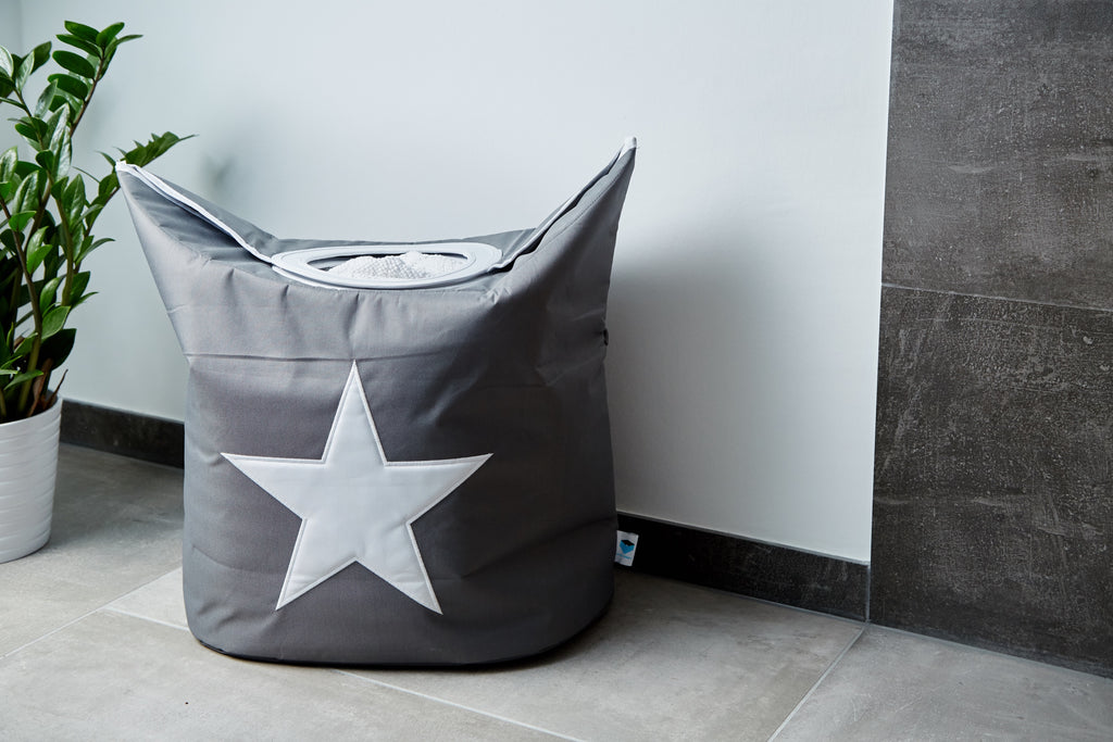 Laundry Bag Grey White Star - The Organised Store