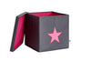 Grey Organiser Box Pink Star - The Organised Store