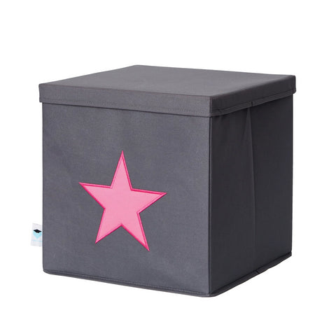 Store Basket Grey W/ Pink Star