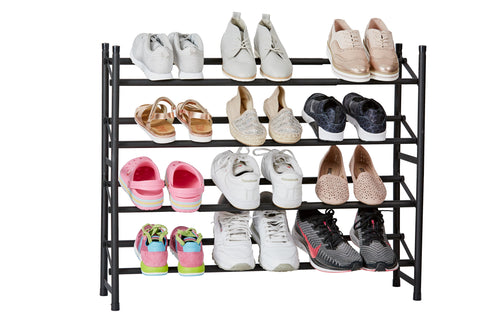 Extendable Shoe Rack 2 Tier Black