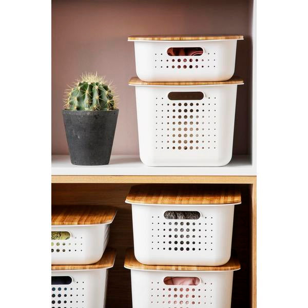 SmartStor Recycled Basket 15 White and Taupe - The Organised Store