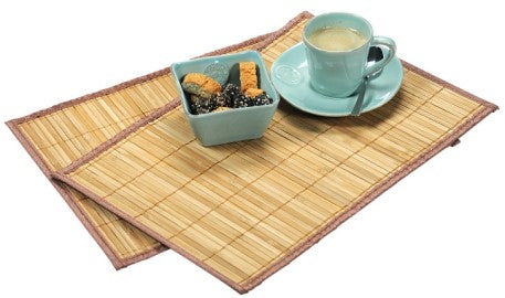 Natural Elements Set of 4 Woven Hessian Placemats with Pom Pom Decorations - 38cm