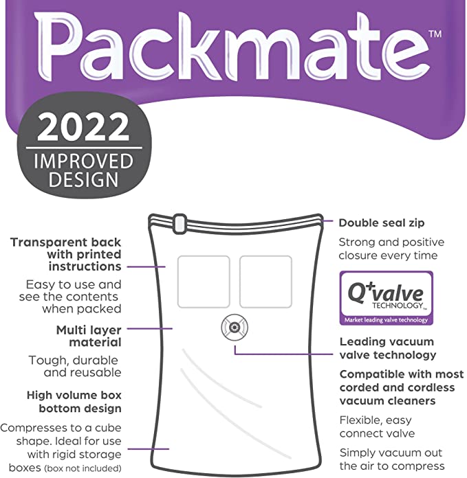 PACKMATE Set of 2 High Volume Cube Vacuum Bags- Extra Large