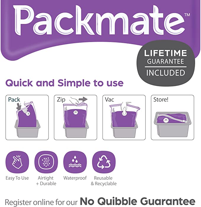 PACKMATE Set of 2 High Volume Cube Vacuum Bags- Extra Large