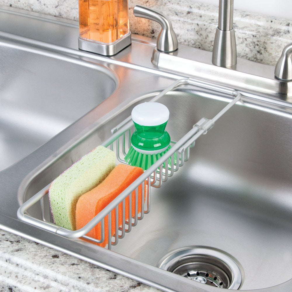 Over The Sink Caddy Silver Aluminum - The Organised Store