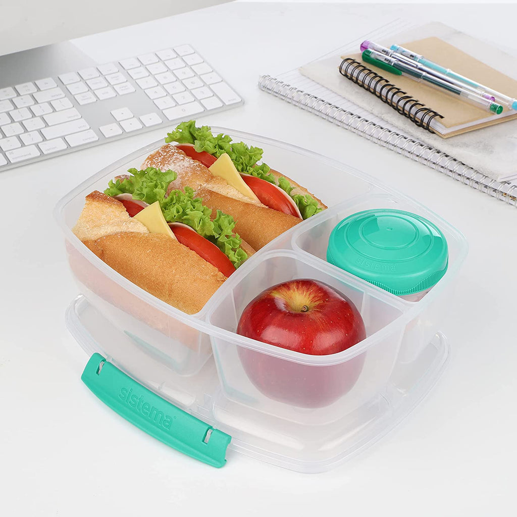 2L Triple Split Lunchbox TO GO with Yogurt Pot-Teal