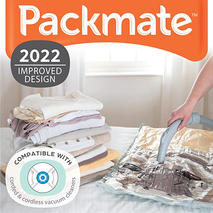 PACKMATE Set of 2  Flat Vacuum Storage Bags- Various Sizes