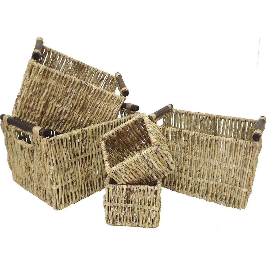 Rectangular Seagrass Baskets - Natural/Black