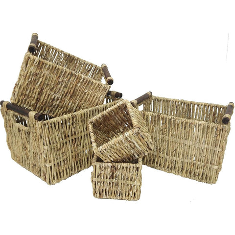 Cotton & Jute Basket with Jute Pompoms - Natural/White - Various Sizes