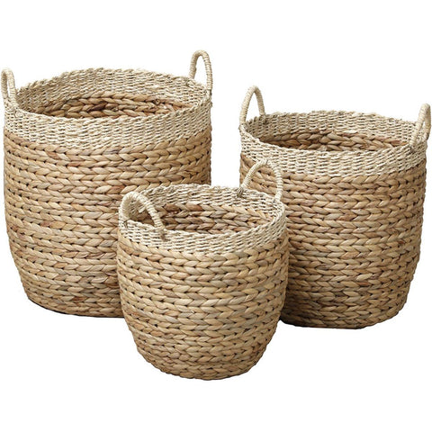 Seagrass Basket With Pompoms - Natural/White - Various Sizes