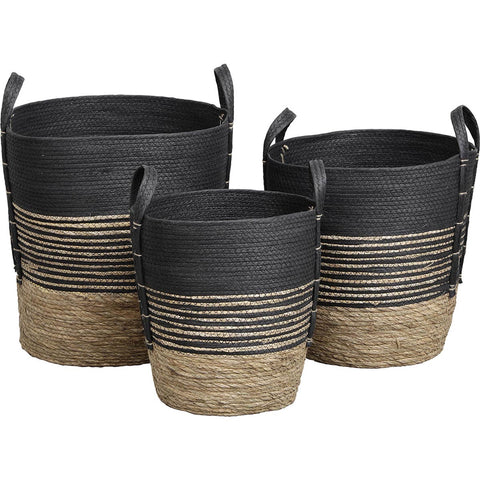 Seagrass Basket With Pompoms - Natural/White - Various Sizes