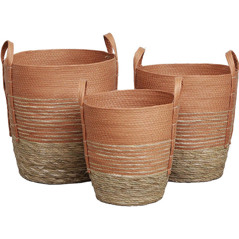 Set Of 4 Rectangular Storage Baskets With Lid - Bamboo - 2 Colours