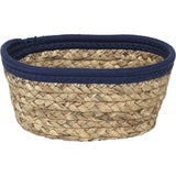 Natural/Dark Blue Seagrass Cotton Basket
