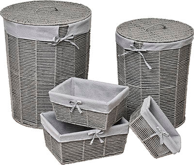 Laundry Basket - Paper And Straw - Khaki/Natural - Various Sizes