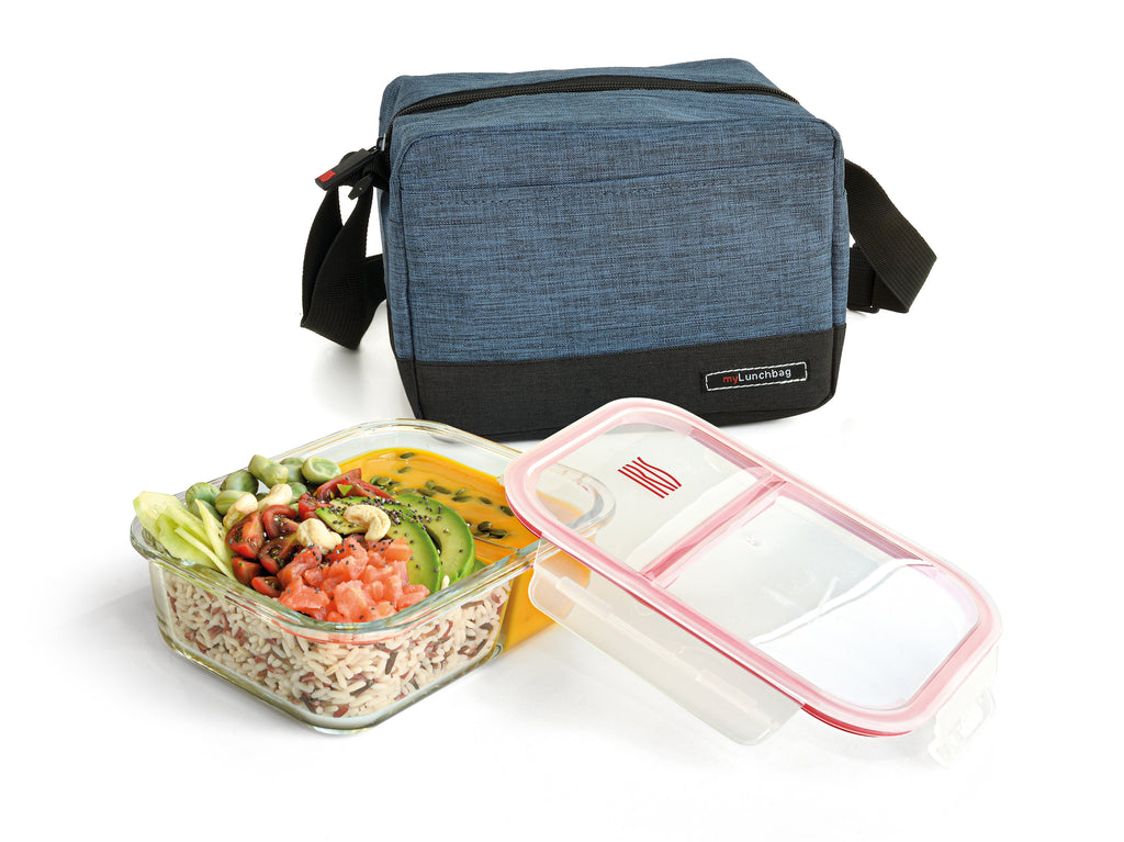 Real Lunchbag -Includes Glass Container Blue