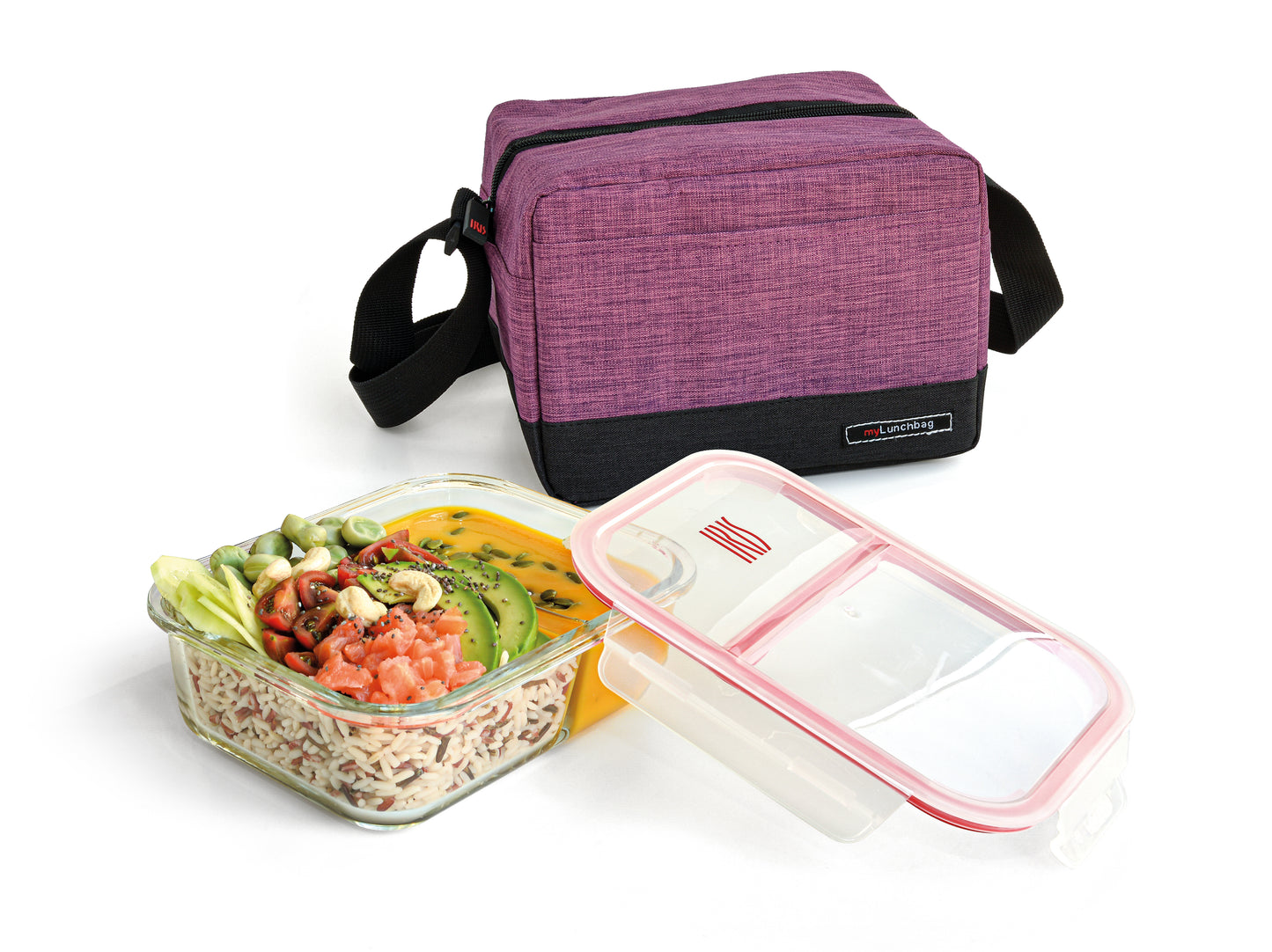 Real Lunchbag Including Glass Container-Lilac