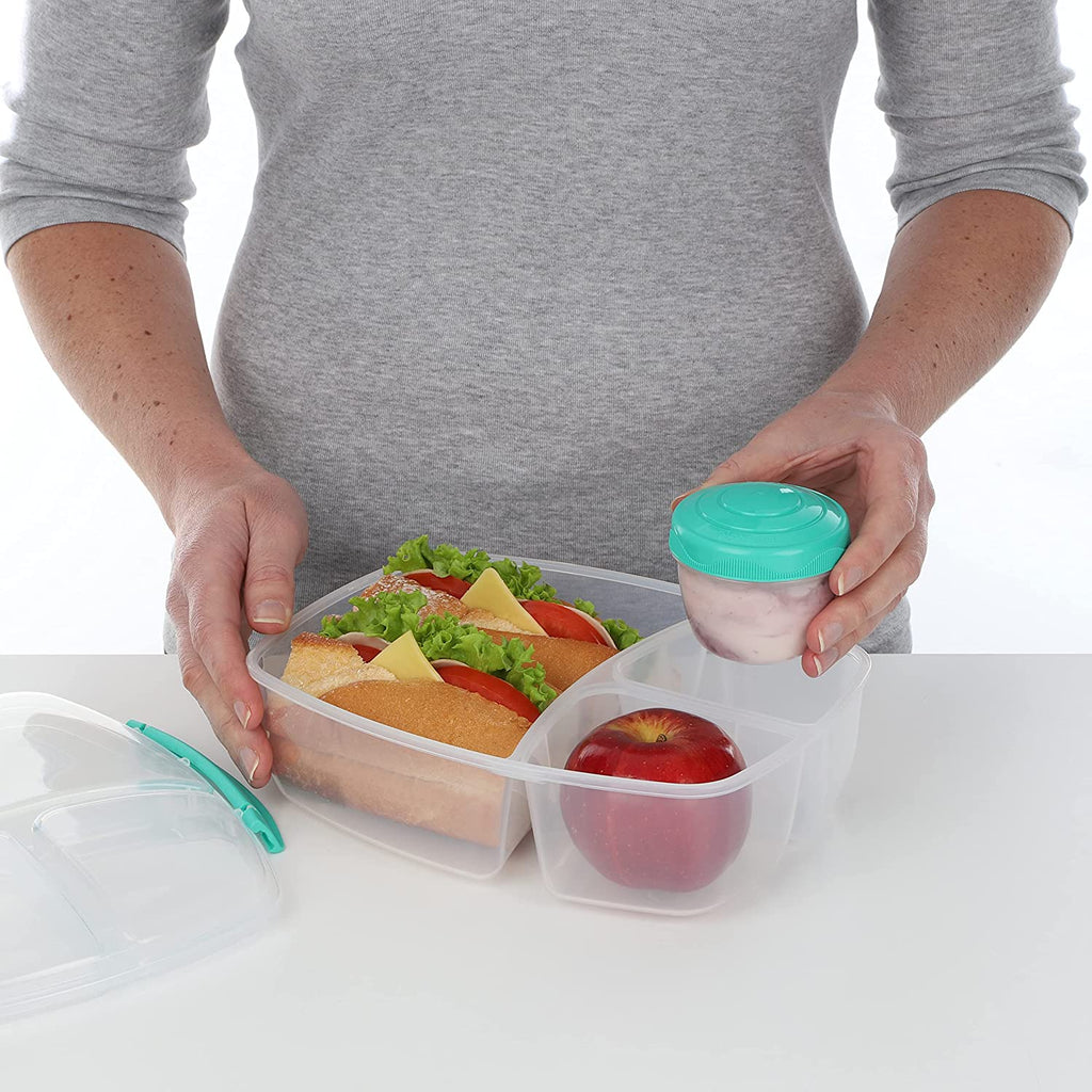 2L Triple Split Lunchbox TO GO with Yogurt Pot-Teal