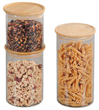 Bamboo Glass Storage Jars - Set of 3