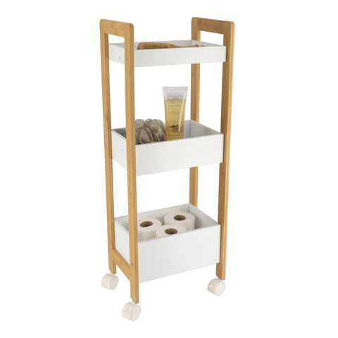 Slim MDF Natural Furniture - 1 Shelf And 3 Weaved Paper Baskets - Natural