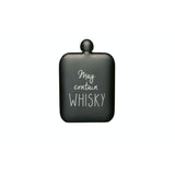 BarCraft Grey Stainless Steel 'May contain whiskey' Hip Flask