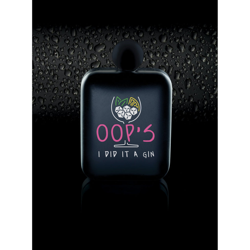 BarCraft Neon Stainless Steel "Oops I did it a gin" Hip Flask