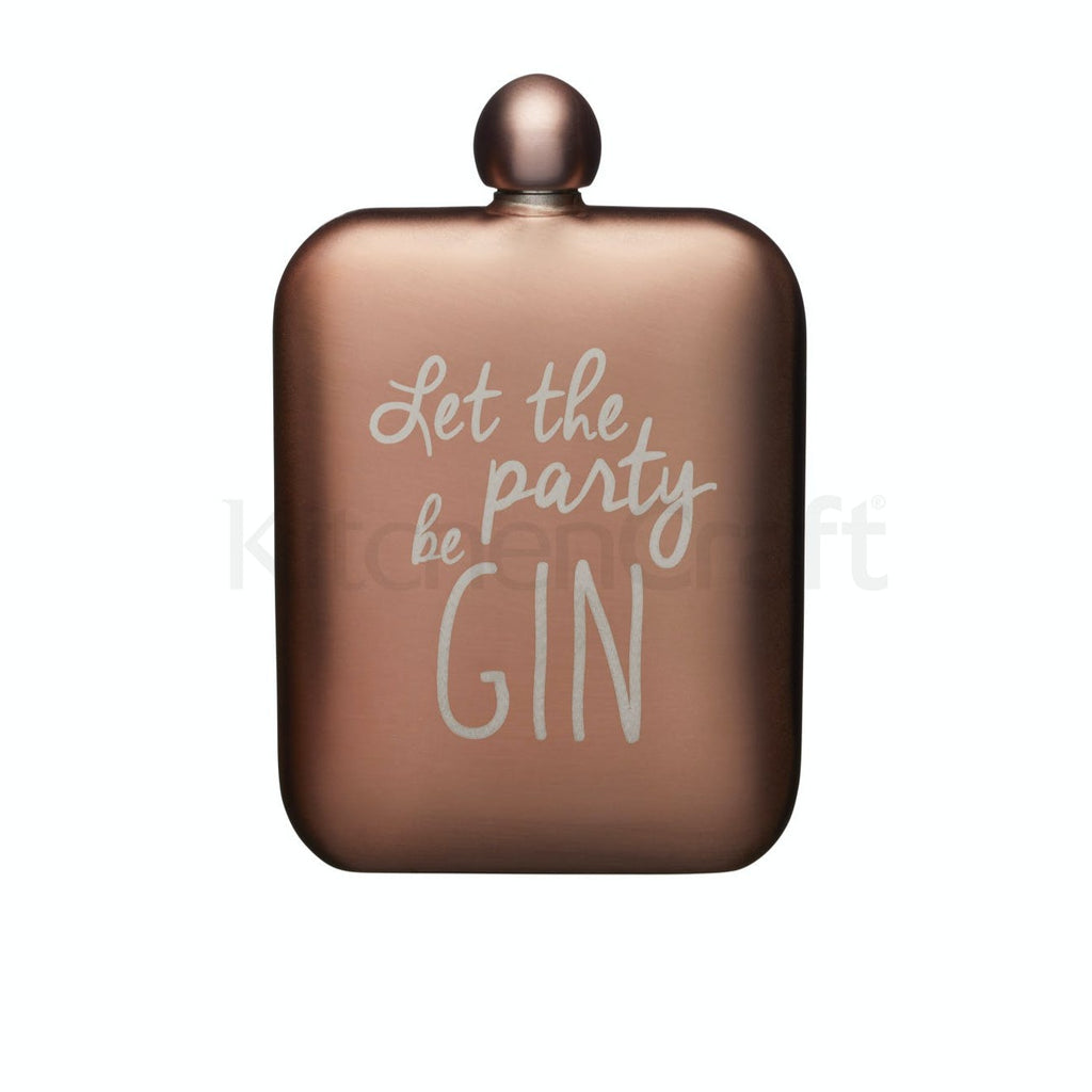 BARCRAFT COPPER STAINLESS STEEL "LET THE PARTY BE-GIN" HIP FLASK