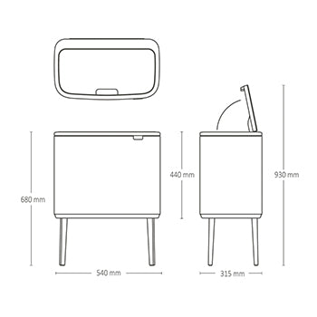 Bo Touch Bin- NEW Pine Green- Various waste options