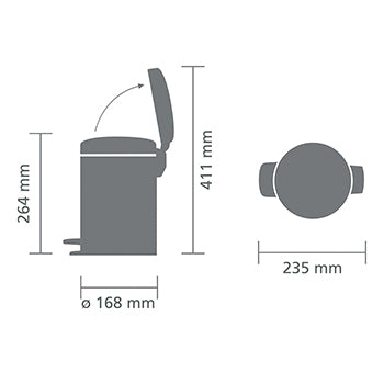 Pedal Bin Newicon 3L-Various Colour Options