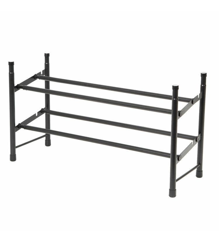 Extendable Shoe Rack 2 Tier Black