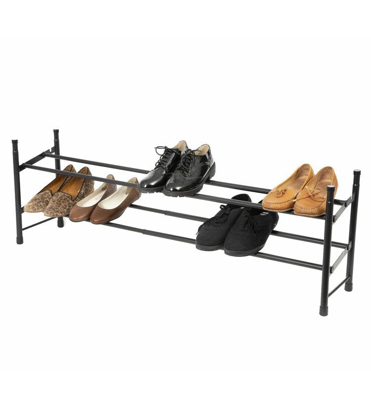 Extendable Shoe Rack 2 Tier Black