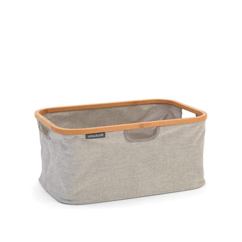 Rectangular Foldable Bamboo Laundry Basket With Two Compartments - Bamboo/Linen Fabric