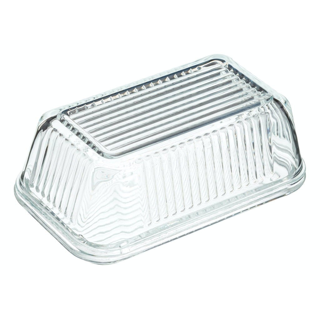 Butter Dish Glass Embossed Vintage Style