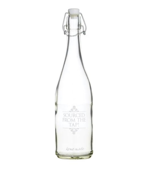 Home Made "Sourced from the Tap" 32cm Glass Water Bottle - The Organised Store