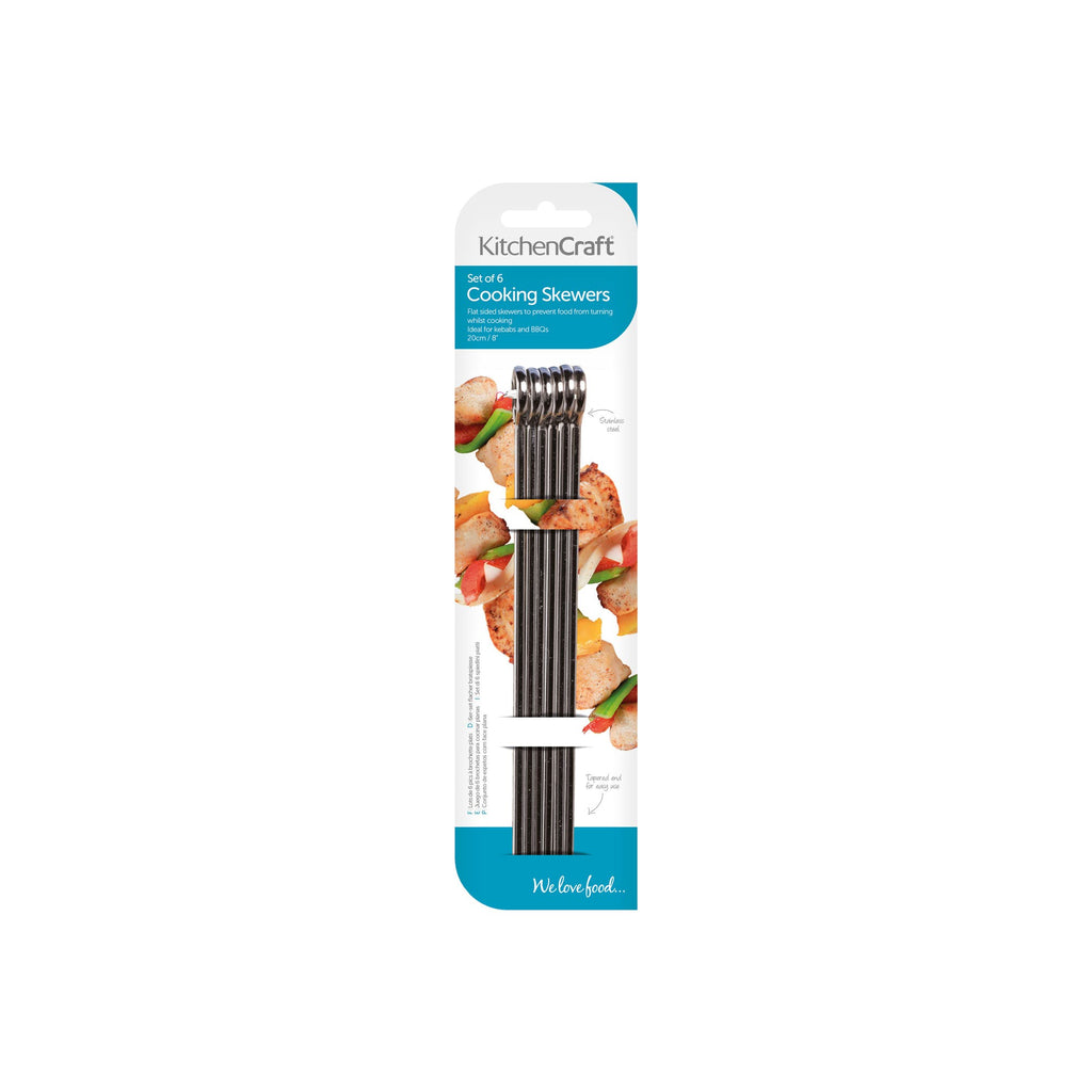 Pack of Six 20cm Flat Sided Skewers