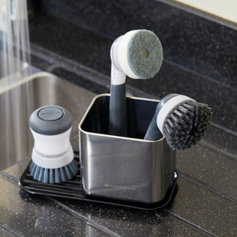 Dish Brush With Suction Cup Holder - Dark Grey